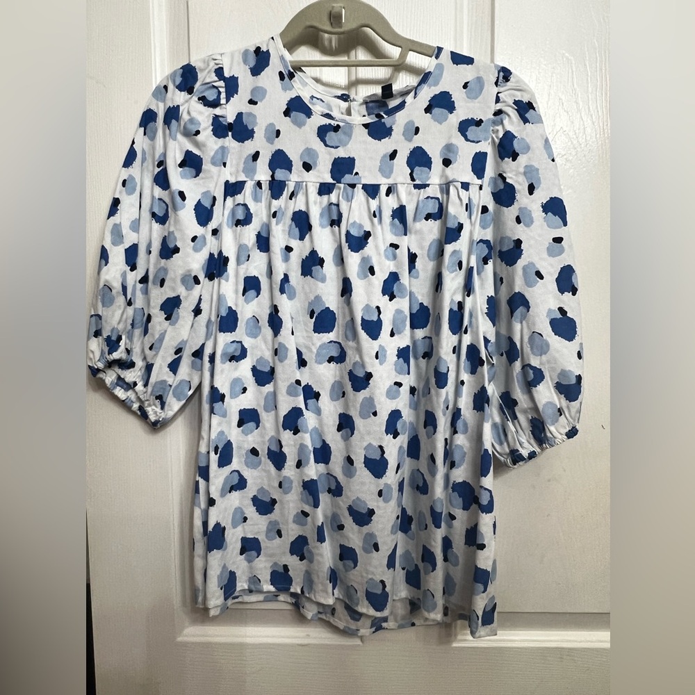 Elegant Blue and White Polka Dot Blouse